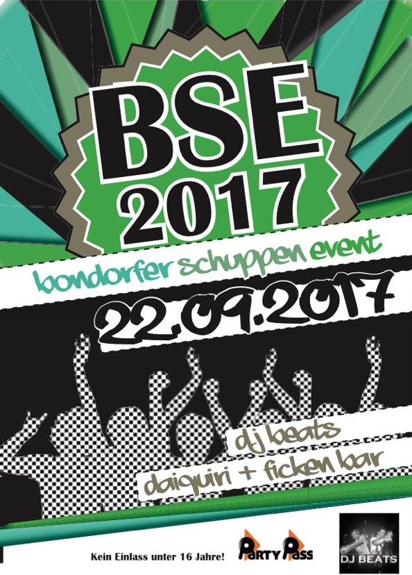 Party Flyer: BSE-Party Bondorf am 22.09.2017 in Bad Saulgau